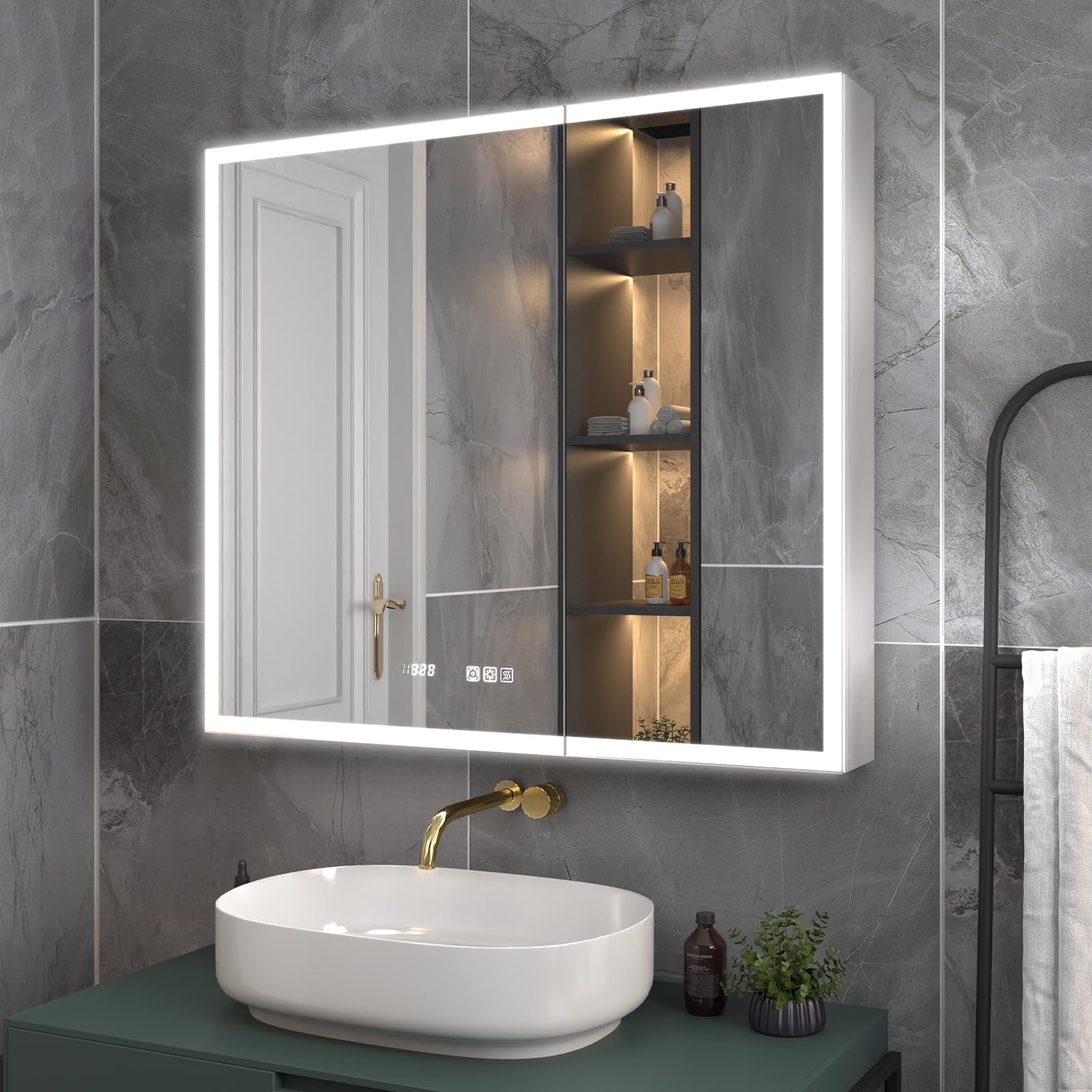 Amazon.com: ExBrite Lighted Medicine Cabinet 36x32 Inch,Recessed